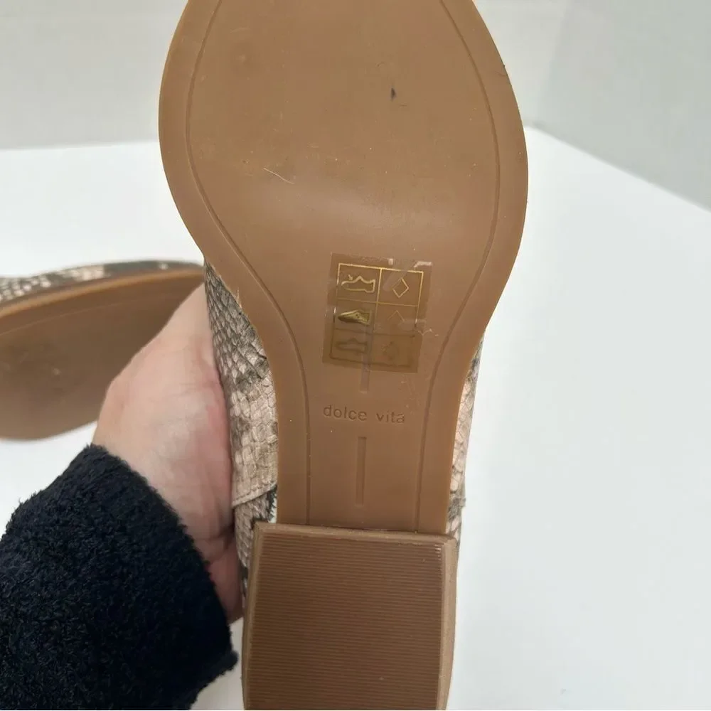 Dolce Vita RavenSnake Skin Mule Bootie Slip‎ On Block Heel size 8.5